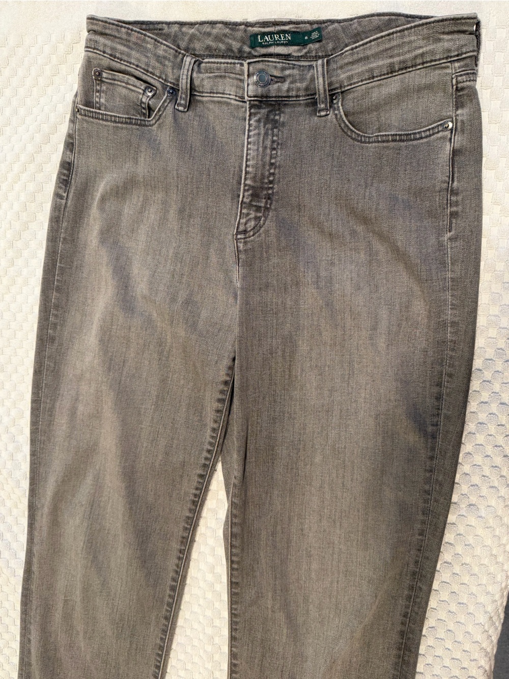 Lauren Ralph Lauren Straight-Leg Light Black Denim Jeans, Size 8.